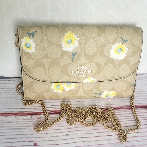 Coach Gemma Tan Floral Crossbody Bag - Picture 1 of 9